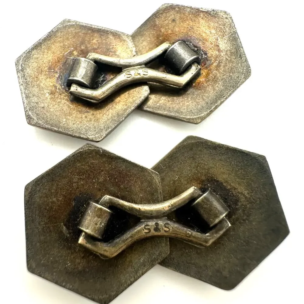 S&S antique Edwardian Art Deco champagne gold tone cufflinks cuff links